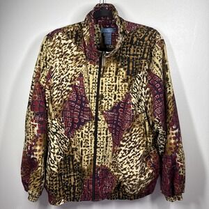 Koret Sport Women Zip Lightweight Windbreaker Jacket in Abstract Size Large